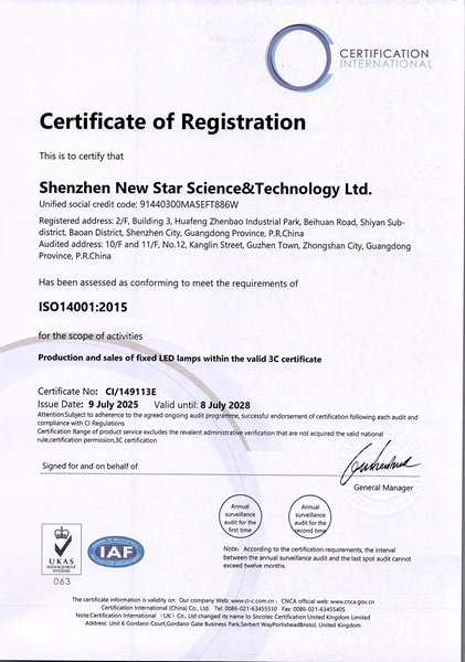 ISO 14001 Certificate (English, 2025)